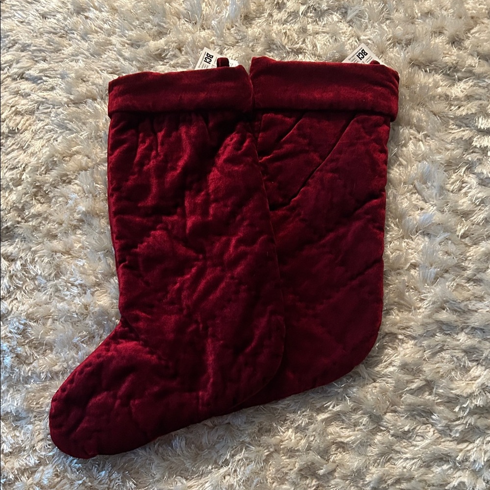 Pottery Barn Burgundy Quilted Stockings